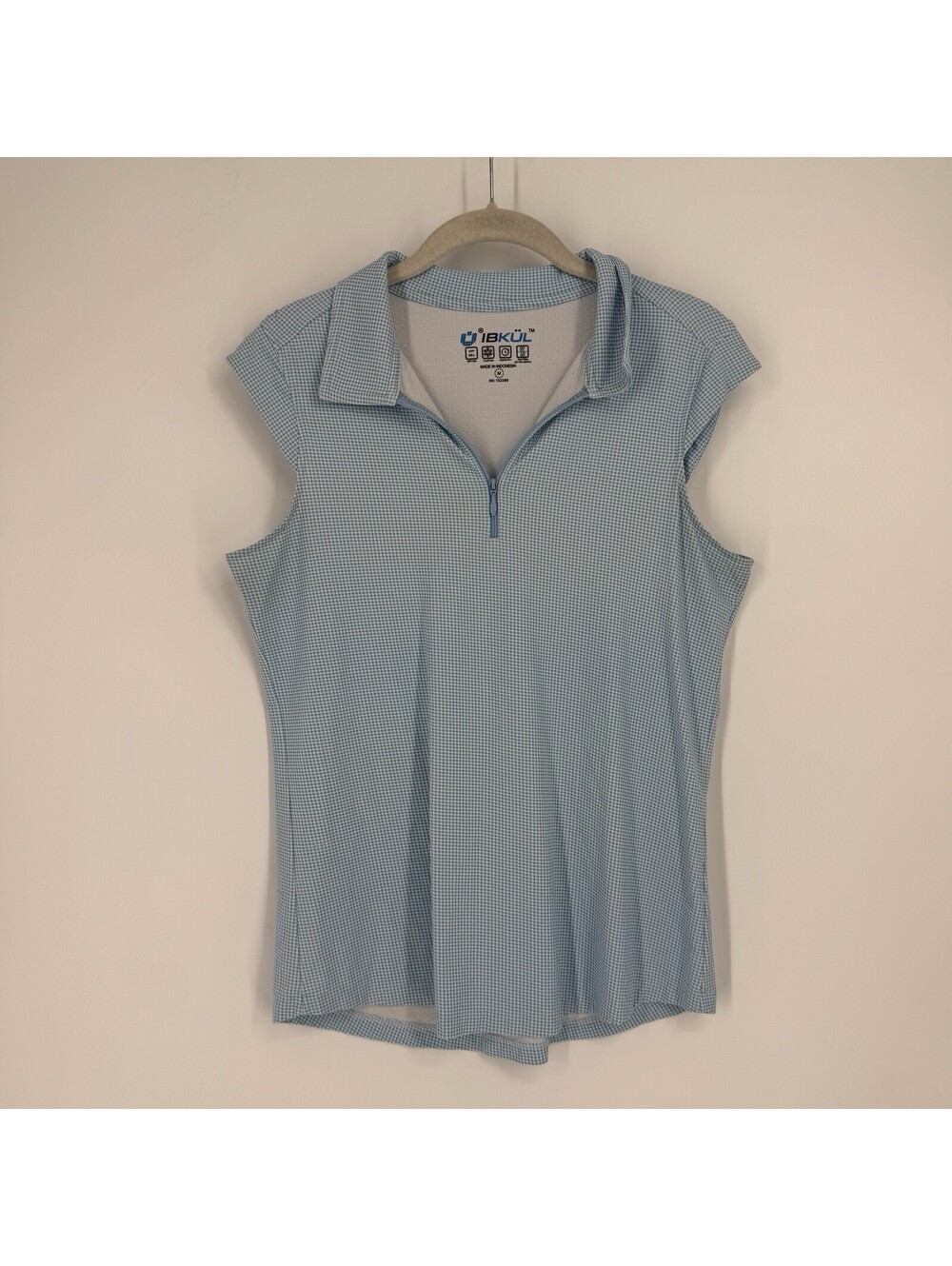 IBkul tank top medium m blue golf lpolo quarter zip gingham upf 50+ quick dry
